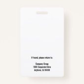 ダークグリーンフォト従業員ロゴまたはQRコードセキュリティ バッジ (裏面)