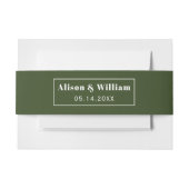 ダークグリーンフレームシンプルエレガントな結婚式 招待状ベリーバンド (正面例)