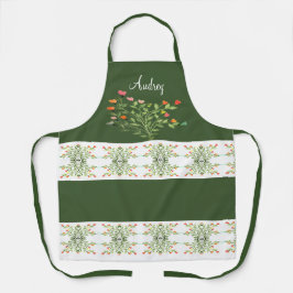 ダークグリーンフローラデザイン エプロン