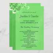 ダークグリーンフローラフラット結婚式 プログラムテンプレート プログラム (正面/裏面)