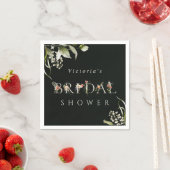 ダークグリーンフローラボタニカルレターブライダルシャワー スタンダードカクテルナプキン (インサイチュ)