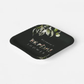 ダークグリーンフローラボタニカルレターブライダルシャワー ペーパープレート (傾斜あり)