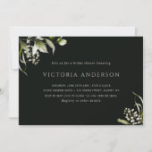 ダークグリーンフローラボタニカルレターブライダルシャワー 招待状 (裏面)