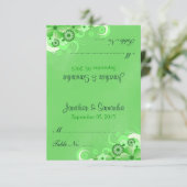 ダークグリーンフローラ結婚折り畳みテーブル座席表 招待状 (スタンド正面)