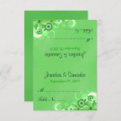 ダークグリーンフローラ結婚折り畳みテーブル座席表 招待状 (正面/裏面)