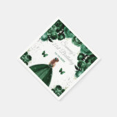 ダークグリーンブラウンヘアプリンセス誕生日パーティー スタンダードカクテルナプキン (角)