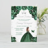 ダークグリーンブラウンヘアプリンセスSweet sixteen 招待状 (スタンド正面)