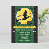 ダークグリーンブラックグレーウィッチハロウィーン招待状 招待状 (スタンド正面)