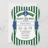ダークグリーンブルー航海のベビーシャワー招待状 招待状 (正面)