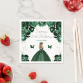 ダークグリーンブロンドヘアプリンセス誕生日パーティー スタンダードカクテルナプキン (インサイチュ)