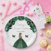 ダークグリーンブロンドヘアプリンセスSweet sixteen ペーパープレート (パーティー)