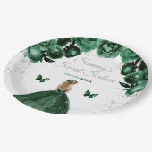 ダークグリーンブロンドヘアプリンセスSweet sixteen ペーパープレート (アングル)