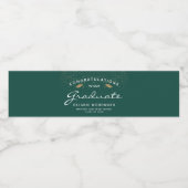 ダークグリーンホワイトスクリプト金ゴールドキャップの卒業 ペットボトルラベル (シングルラベル)