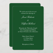 ダークグリーンホワイトプレーンシンプル結婚式招待状 招待状 (正面/裏面)