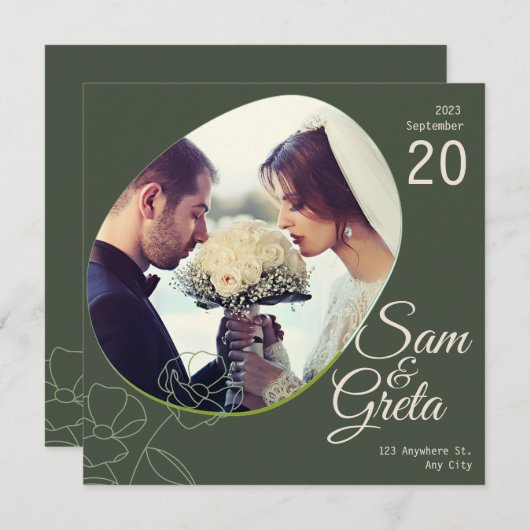 ダークグリーンボヘミアンスタイルのウェディング (正面/裏面)