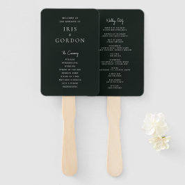 ダークグリーンミニマルカスタムウェディングプログラム ハンドファン