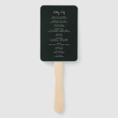 ダークグリーンミニマルカスタムウェディングプログラム ハンドファン (裏面)