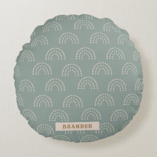 ダークグリーンミニマルレインボーベビーラウンドピロー ラウンドクッション