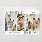 ダークグリーンメリーと明るいフォトコラージクリスマス シーズンカード (正面)