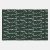 ダークグリーンモダンとホワイトクリスマスツリー ラッピングペーパーシート (正面)