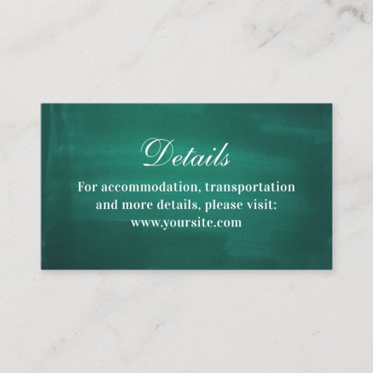 ダークグリーンモダンの結婚詳細。エメシンプルラルド エンクロージャーカード (正面)