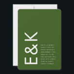 ダークグリーンモダンウルトラ結婚モノグラム 招待状<br><div class="desc">この素晴らしいクリーンで整然と設計さモダンれミニマルよくはしゃぐはっきりしたも、非常にモノグラムと文字のスタイルのための白黒の配置ミニマルは、しかし、他の色にカスタマイズ可能であり、Phrosne Rasデザインによるスイートとコレクションの一部である。これは素晴らし、この結婚式招待状が存在し、良いパーティーを愛し、伝統から離れて気にしないおもしろいを愛する人々によってインスパイアはっきりした、おもしろい白黒のイベントを計画する人々のためになるだろう。</div>