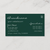 ダークグリーンモダンシックグリッタースターズウィズモノグラム 名刺 (裏面)