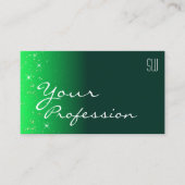 ダークグリーンモダンシックグリッタースターズウィズモノグラム 名刺 (正面)