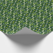 ダークグリーンモダンスカンジナビア花パターン ラッピングペーパー (角)