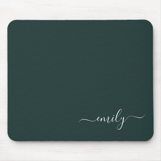 ダークグリーンモダンスクリプトモノグラム名 マウスパッド (正面)