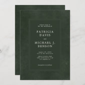 ダークグリーンモダンタイポグラフィエレガントな結婚式 招待状 (正面/裏面)
