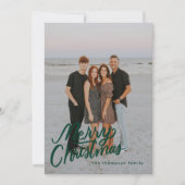 ダークグリーンモダントレンディーメリークリスマスフォト シーズンカード (正面)