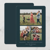 ダークグリーンモダンフレーム4フォトハッピー感謝祭 シーズンカード (正面/裏面)