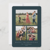 ダークグリーンモダンフレーム4フォトハッピー感謝祭 シーズンカード (正面)
