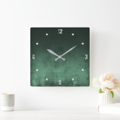 ダークグリーンモダンマー素朴抽象芸術 スクエア壁時計 (ホーム)