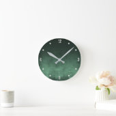 ダークグリーンモダンマー素朴抽象芸術 ラウンド壁時計 (ホーム)