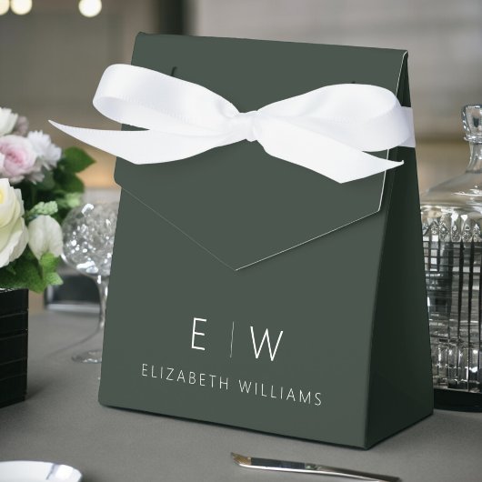 ダークグリーンモダンミニマリストのモノグラム名 フェイバーボックス