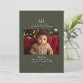 ダークグリーンモダンミニマリスト写真クリスマスカード シーズンカード (スタンド正面)