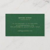ダークグリーンモダンミニマルプロフェッショナル 名刺 (裏面)