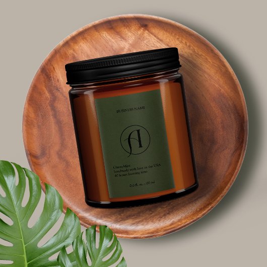 ダークグリーンモダンロゴ製品キャンドルラベル フードラベル