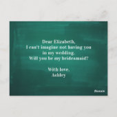 ダークグリーンモダン私の花嫁のメイドになるかな ポストカード (裏面)