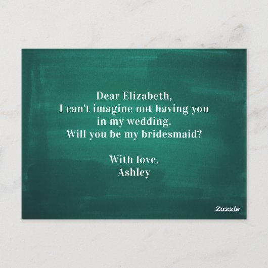 ダークグリーンモダン私の花嫁のメイドになるかな ポストカード (裏面)