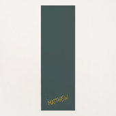 ダークグリーンモダン金ゴールドレタリングスクリプト ヨガマット (正面)