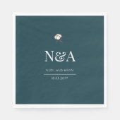 ダークグリーンモノクロミニマルイニシャル モダン スタンダードランチョンナプキン (正面)