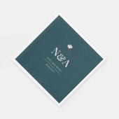 ダークグリーンモノクロミニマルイニシャル モダン スタンダードランチョンナプキン (角)