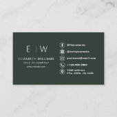 ダークグリーンモノグラムミニマリストソーシャルメディアのアイコン 名刺 (正面)