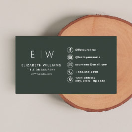 ダークグリーンモノグラムミニマリストソーシャルメディアのアイコン 名刺