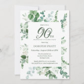ダークグリーンユーカリ90thバースデーパーティー 招待状 (正面)