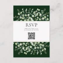 ダークグリーンユーカリQRコード ウェディングRSVP