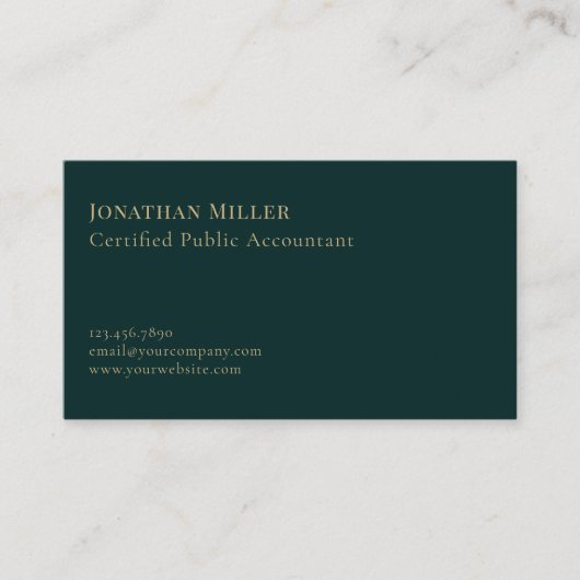 ダークグリーンラグジュアリー金ゴールドロゴ 名刺 (正面)